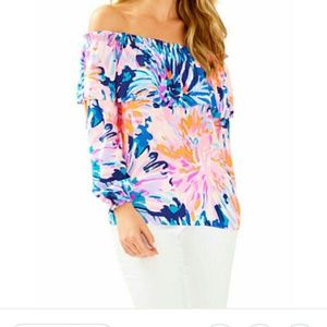 New Lilly Pulitzer Dee off the Shoulder Top Sz S